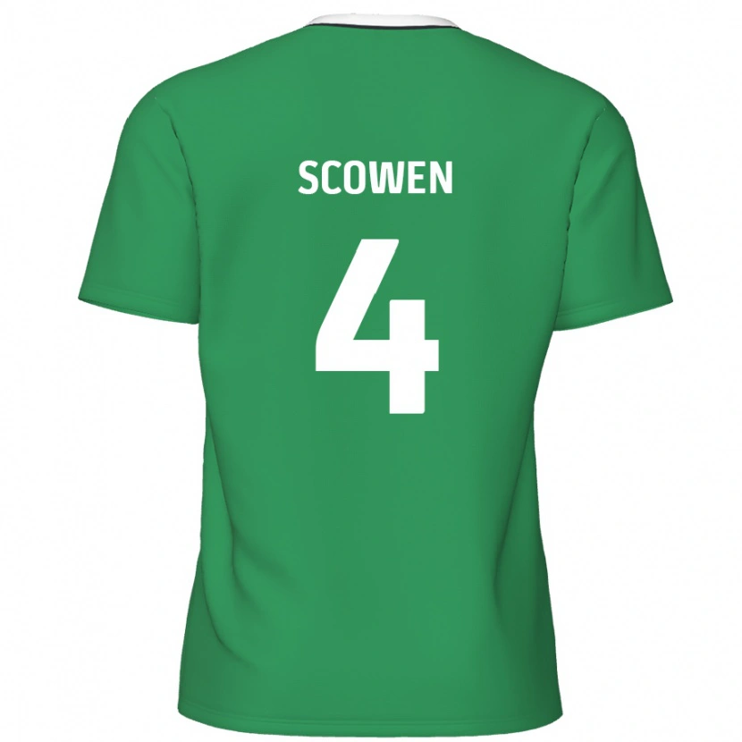 Danxen Kinder Josh Scowen #4 Grün Weiße Streifen Auswärtstrikot Trikot 2024/25 T-Shirt