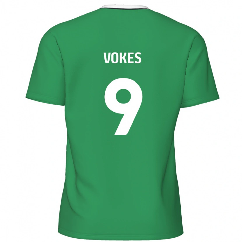 Danxen Kinder Sam Vokes #9 Grün Weiße Streifen Auswärtstrikot Trikot 2024/25 T-Shirt