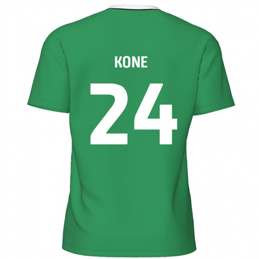 Danxen Kinder Richard Kone #24 Grün Weiße Streifen Auswärtstrikot Trikot 2024/25 T-Shirt