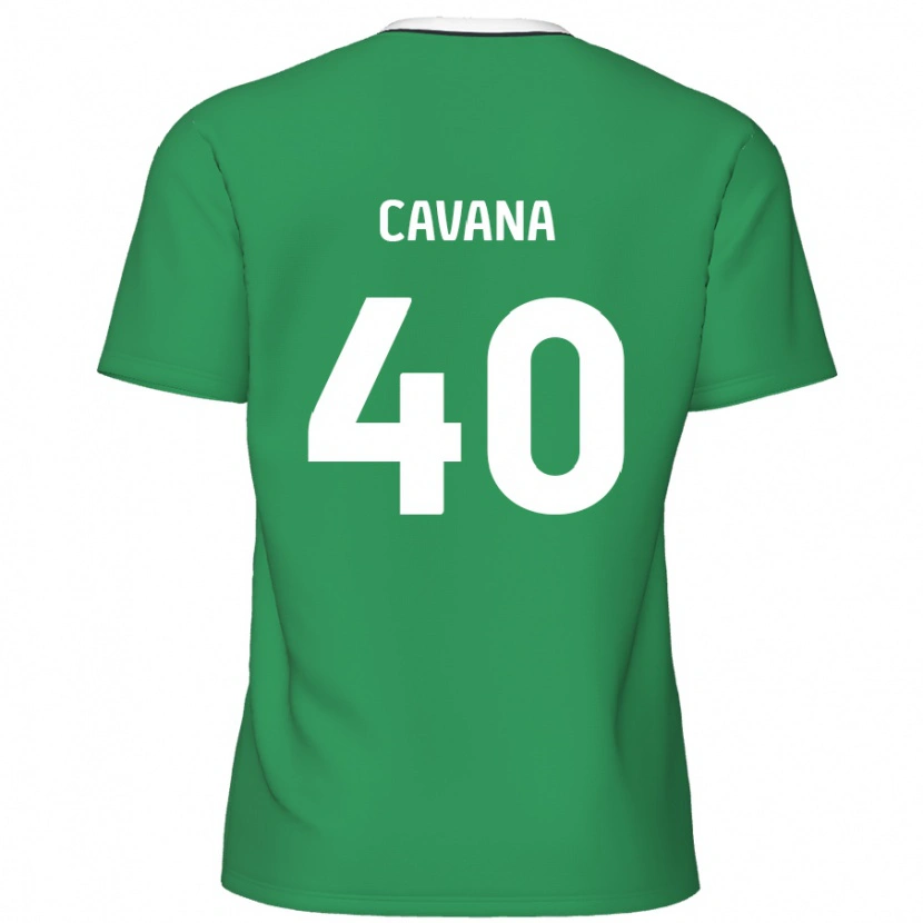 Danxen Kinder Max Cavana #40 Grün Weiße Streifen Auswärtstrikot Trikot 2024/25 T-Shirt