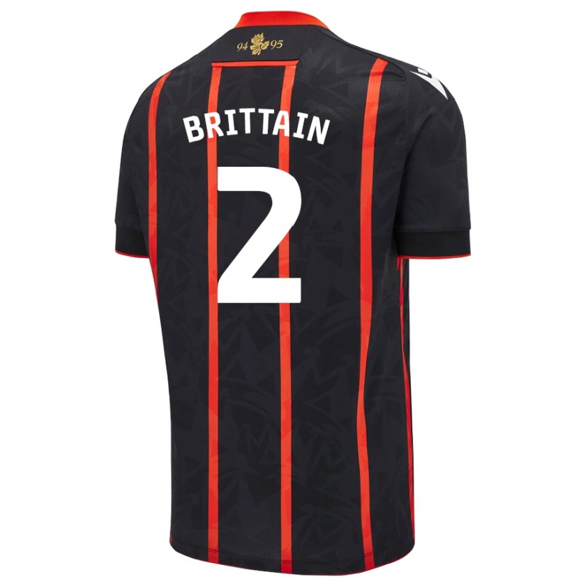 Danxen Kinder Callum Brittain #2 Schwarz Rot Auswärtstrikot Trikot 2024/25 T-Shirt