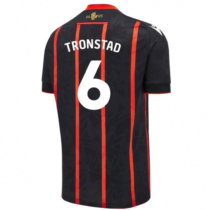 Danxen Kinder Sondre Tronstad #6 Schwarz Rot Auswärtstrikot Trikot 2024/25 T-Shirt