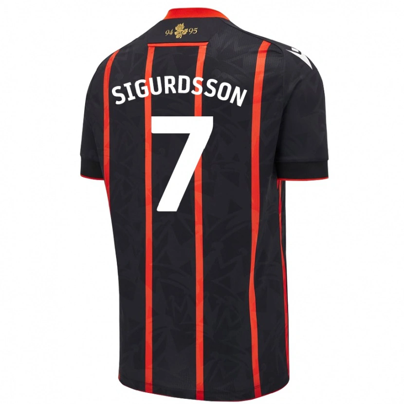 Danxen Kinder Arnór Sigurdsson #7 Schwarz Rot Auswärtstrikot Trikot 2024/25 T-Shirt