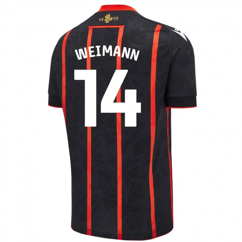 Danxen Kinder Andreas Weimann #14 Schwarz Rot Auswärtstrikot Trikot 2024/25 T-Shirt