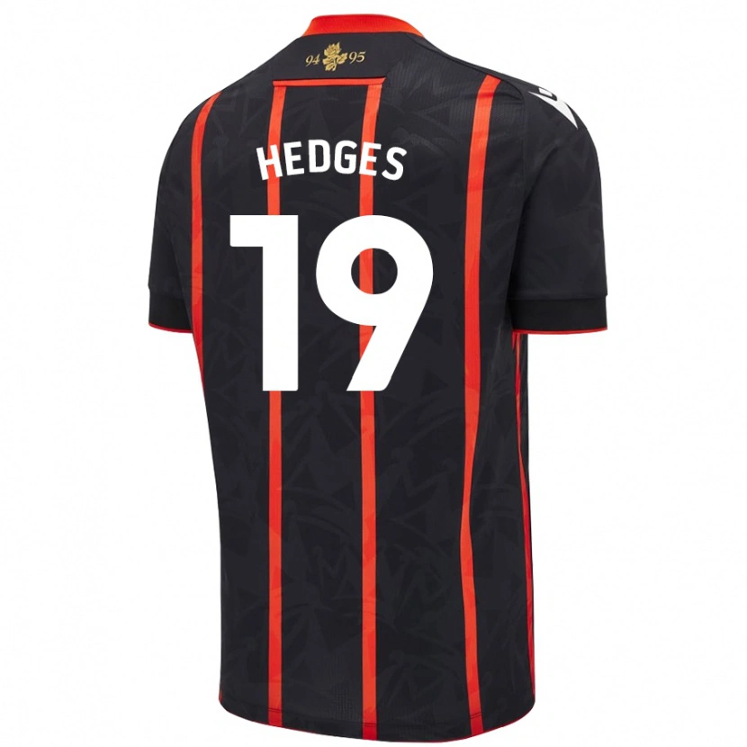 Danxen Kinder Ryan Hedges #19 Schwarz Rot Auswärtstrikot Trikot 2024/25 T-Shirt