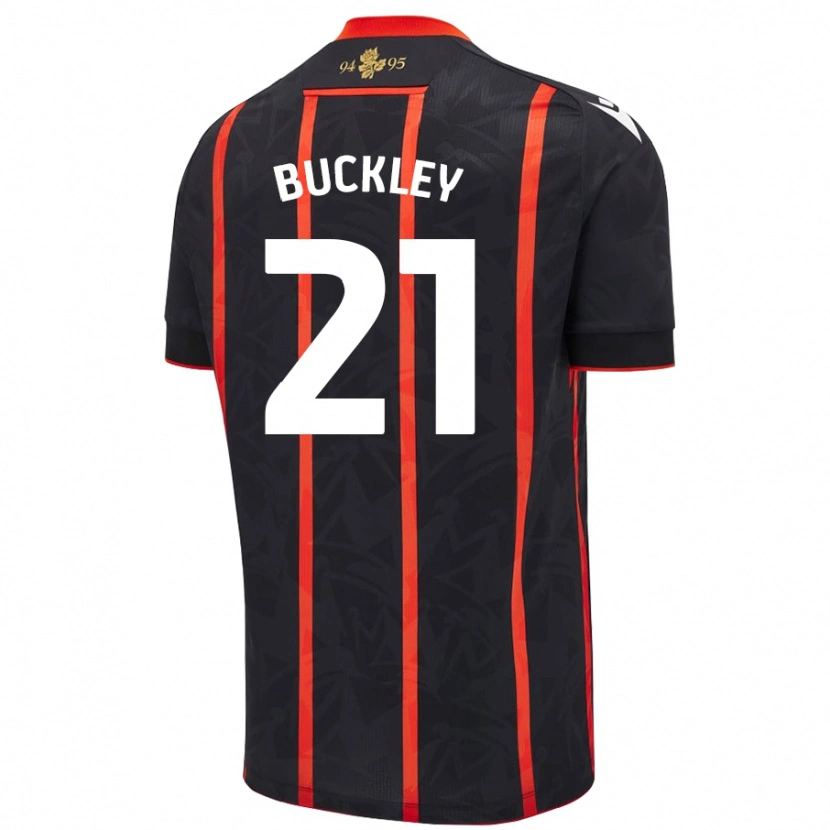 Danxen Kinder John Buckley #21 Schwarz Rot Auswärtstrikot Trikot 2024/25 T-Shirt