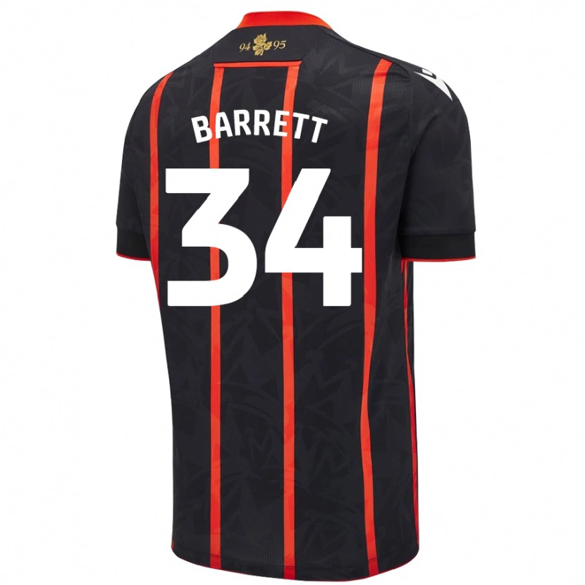 Danxen Kinder Jack Barrett #34 Schwarz Rot Auswärtstrikot Trikot 2024/25 T-Shirt