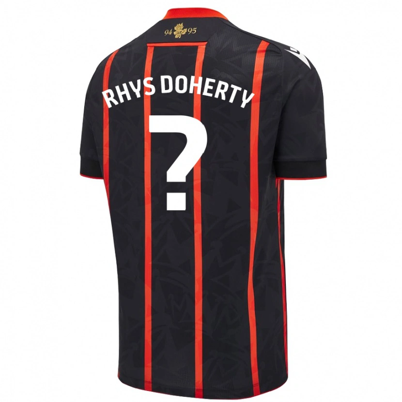 Danxen Kinder Rhys Doherty #0 Schwarz Rot Auswärtstrikot Trikot 2024/25 T-Shirt