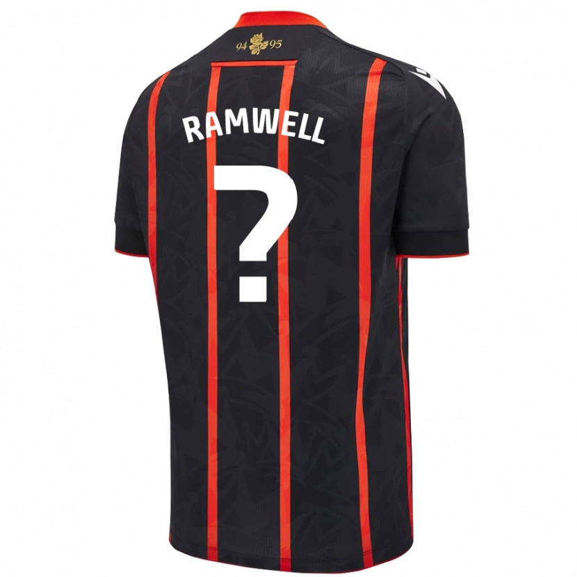 Danxen Kinder Teddy Ramwell #0 Schwarz Rot Auswärtstrikot Trikot 2024/25 T-Shirt