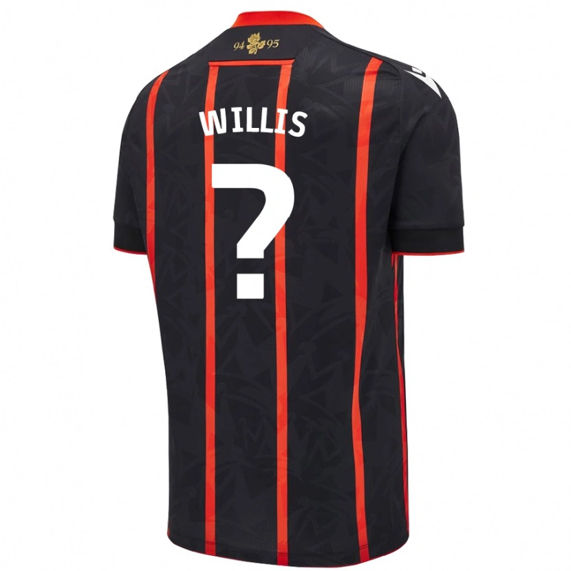 Danxen Kinder Nathan Willis #0 Schwarz Rot Auswärtstrikot Trikot 2024/25 T-Shirt