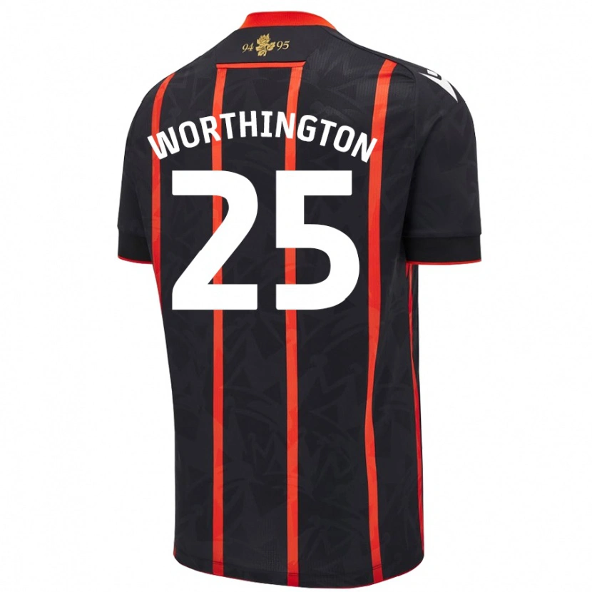 Danxen Kinder Nicola Worthington #25 Schwarz Rot Auswärtstrikot Trikot 2024/25 T-Shirt