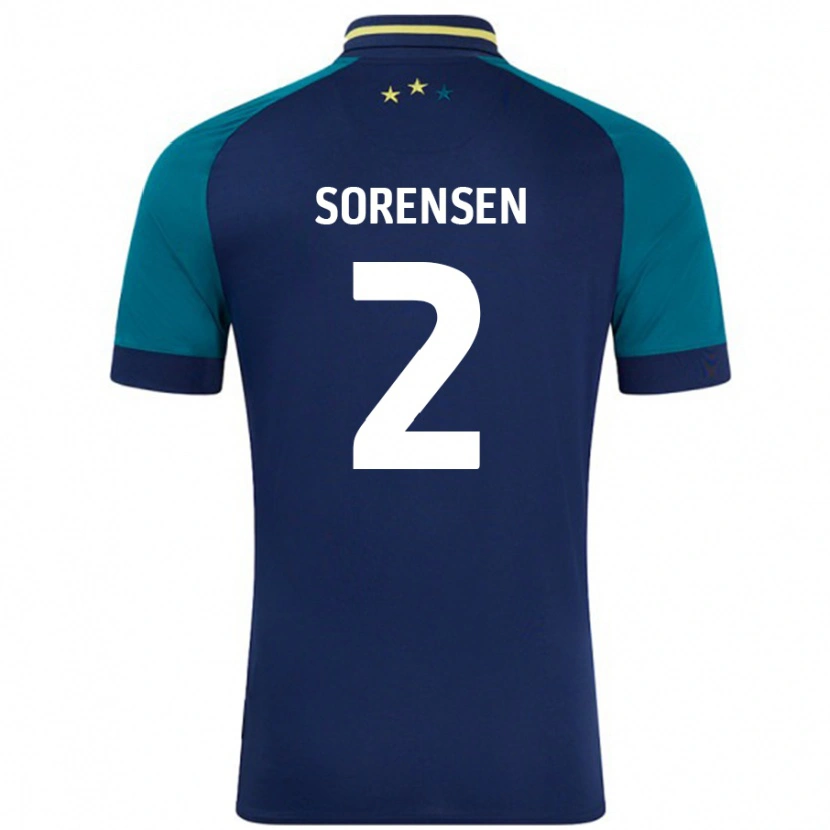 Danxen Kinder Lasse Sørensen #2 Marine Dunkelgrün Auswärtstrikot Trikot 2024/25 T-Shirt