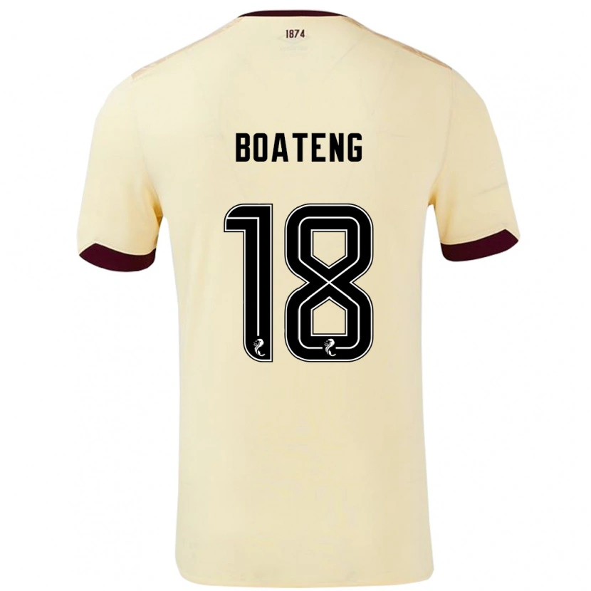 Danxen Kinder Malachi Boateng #18 Creme Burgunderrot Auswärtstrikot Trikot 2024/25 T-Shirt