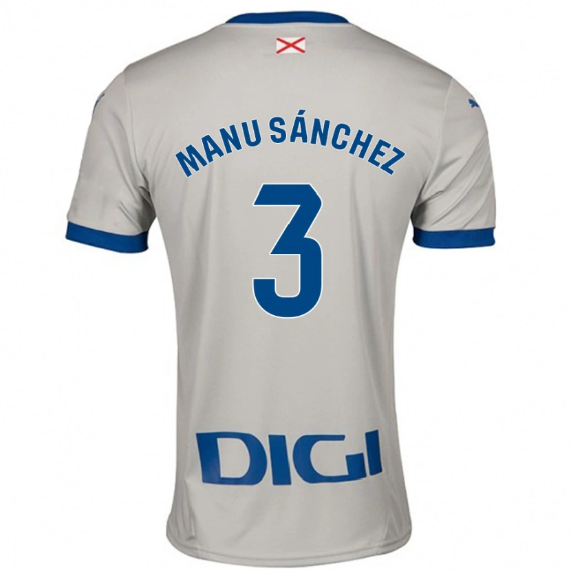 Danxen Kinder Manu Sánchez #3 Hellgrau Auswärtstrikot Trikot 2024/25 T-Shirt