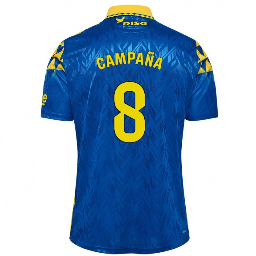 Danxen Kinder José Campaña #8 Blau Gelb Auswärtstrikot Trikot 2024/25 T-Shirt