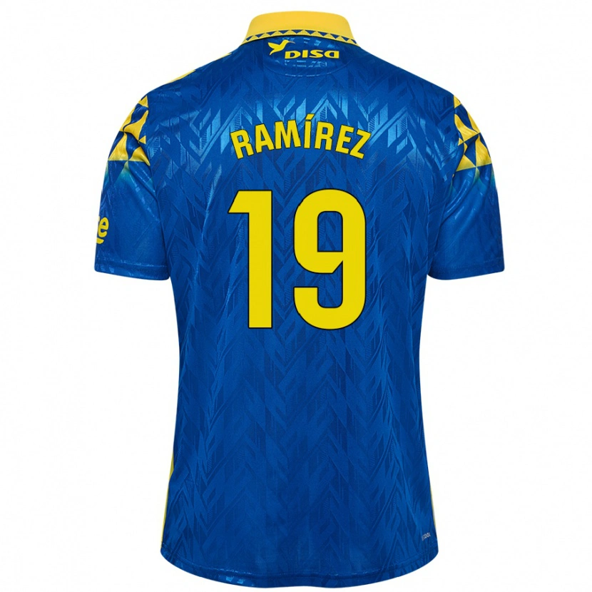 Danxen Kinder Sandro Ramírez #19 Blau Gelb Auswärtstrikot Trikot 2024/25 T-Shirt