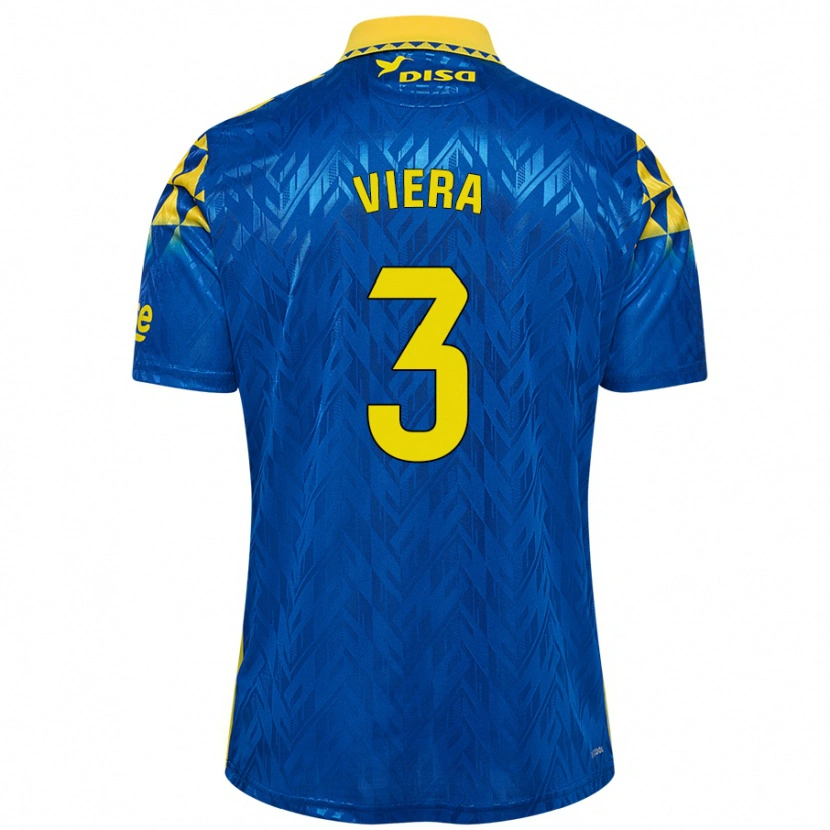 Danxen Kinder Óliver Viera #3 Blau Gelb Auswärtstrikot Trikot 2024/25 T-Shirt