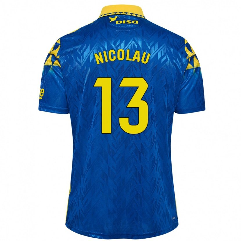 Danxen Kinder Nacho Nicolau #13 Blau Gelb Auswärtstrikot Trikot 2024/25 T-Shirt