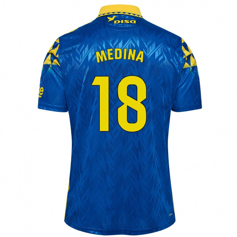 Danxen Kinder Iván Medina #18 Blau Gelb Auswärtstrikot Trikot 2024/25 T-Shirt