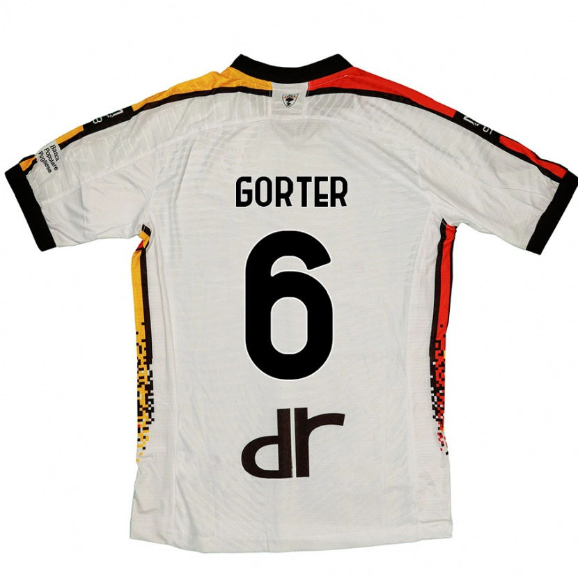 Danxen Kinder Olaf Gorter #6 Weiß Schwarz Auswärtstrikot Trikot 2024/25 T-Shirt