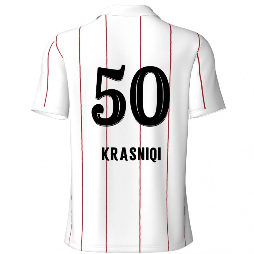 Danxen Kinder Laurit Krasniqi #50 Weiß Schwarz Auswärtstrikot Trikot 2024/25 T-Shirt