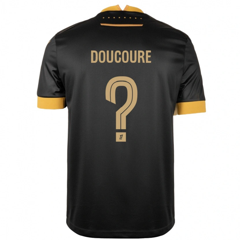 Danxen Kinder Sékou Doucouré #0 Schwarz Braun Auswärtstrikot Trikot 2024/25 T-Shirt