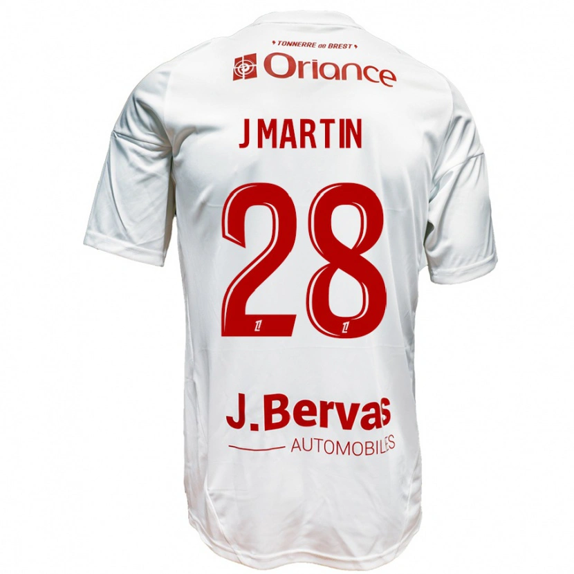 Danxen Kinder Jonas Martin #28 Weiß Rot Auswärtstrikot Trikot 2024/25 T-Shirt