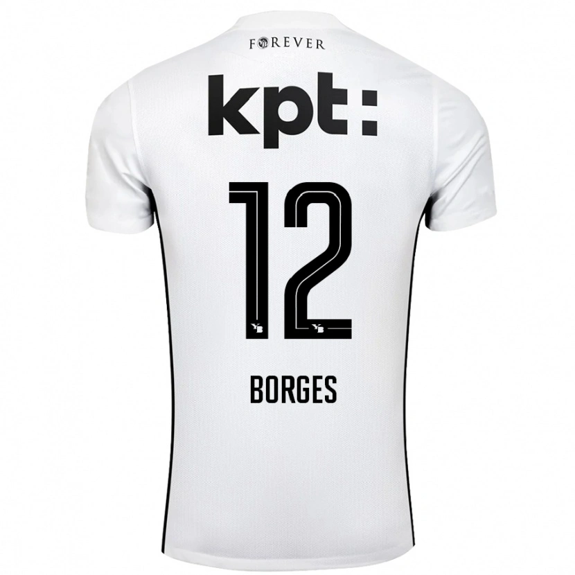 Danxen Kinder David Borges #12 Weiß Schwarz Auswärtstrikot Trikot 2024/25 T-Shirt