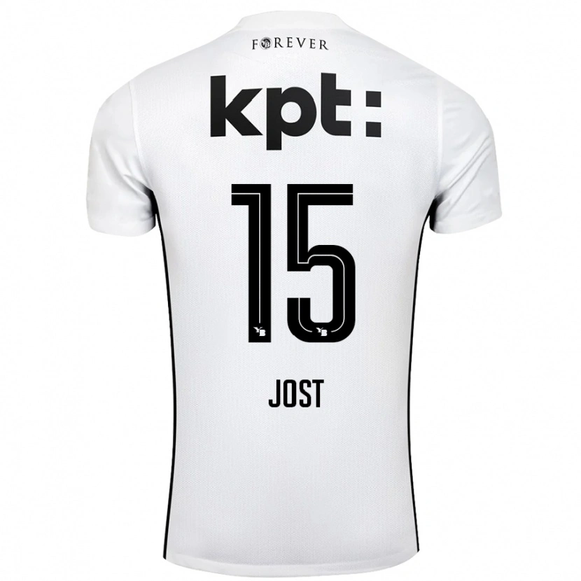 Danxen Kinder Tristan Jost #15 Weiß Schwarz Auswärtstrikot Trikot 2024/25 T-Shirt