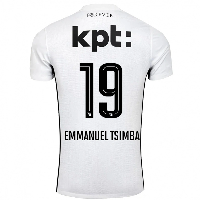 Danxen Kinder Felix Emmanuel Tsimba #19 Weiß Schwarz Auswärtstrikot Trikot 2024/25 T-Shirt