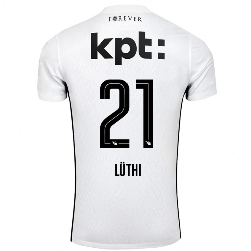 Danxen Kinder Janis Lüthi #21 Weiß Schwarz Auswärtstrikot Trikot 2024/25 T-Shirt