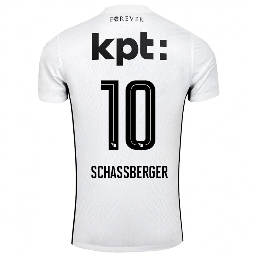 Danxen Kinder Julia Schassberger #10 Weiß Schwarz Auswärtstrikot Trikot 2024/25 T-Shirt