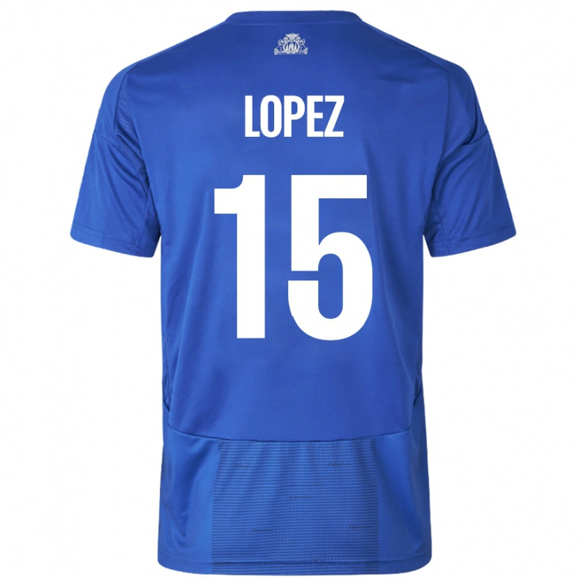 Danxen Kinder Marcos López #15 Weiß Blau Auswärtstrikot Trikot 2024/25 T-Shirt