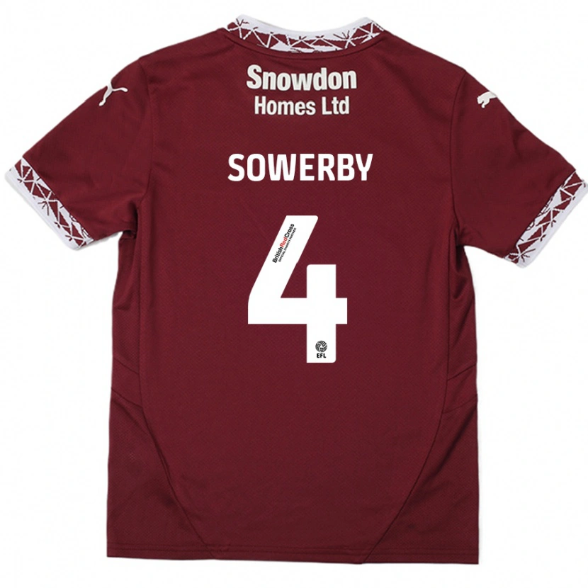 Danxen Herren Jack Sowerby #4 Burgundrot Heimtrikot Trikot 2024/25 T-Shirt