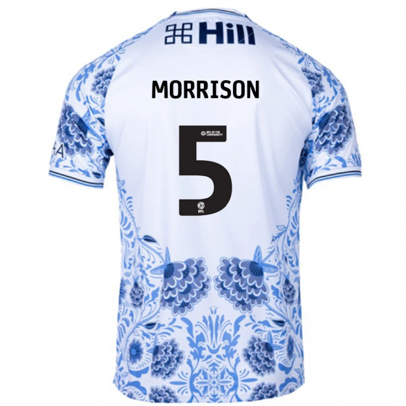 Danxen Herren Michael Morrison #5 Weiß Blau Auswärtstrikot Trikot 2024/25 T-Shirt