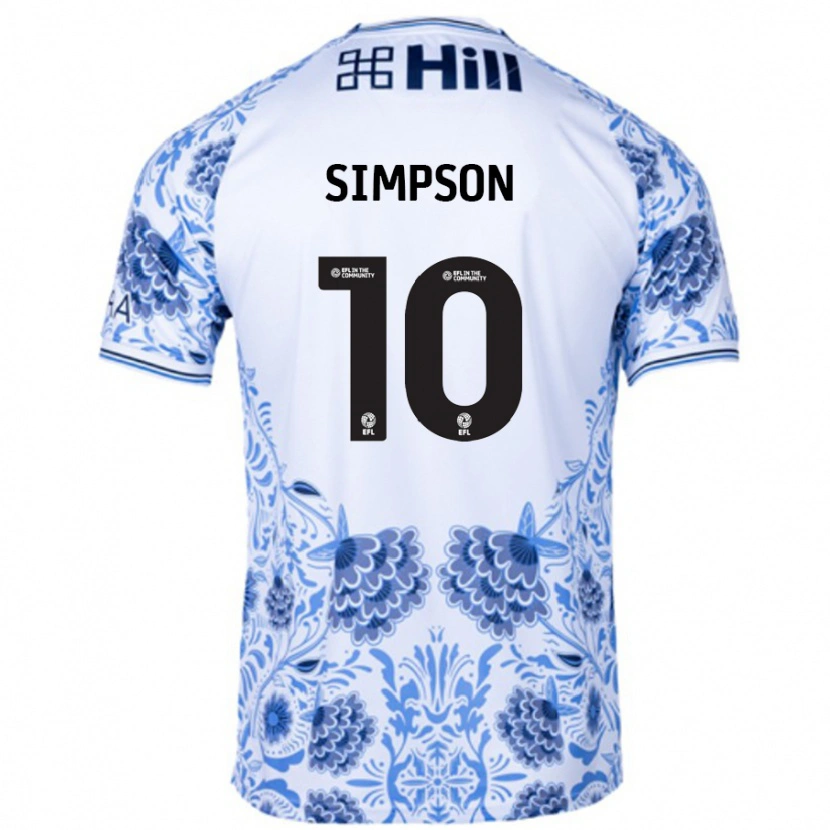 Danxen Herren Harley-Jean Simpson #10 Weiß Blau Auswärtstrikot Trikot 2024/25 T-Shirt