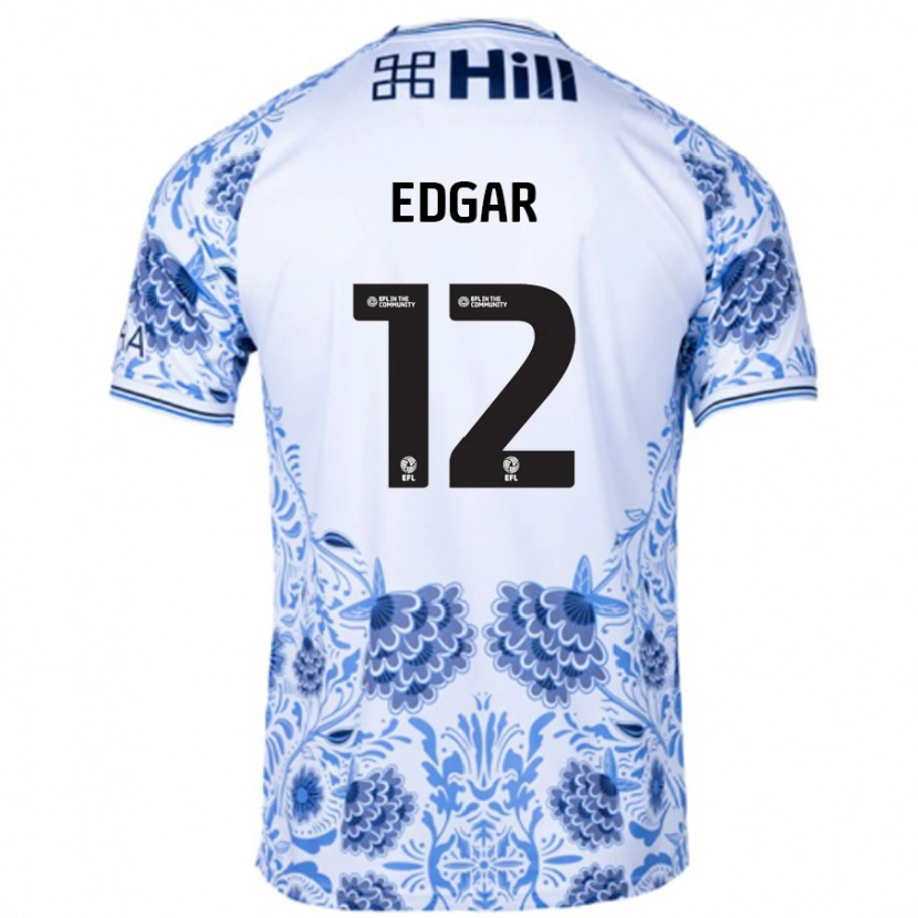 Danxen Herren Sammy Edgar #12 Weiß Blau Auswärtstrikot Trikot 2024/25 T-Shirt