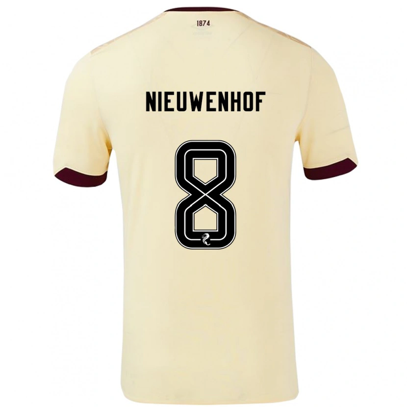 Danxen Herren Calem Nieuwenhof #8 Creme Burgunderrot Auswärtstrikot Trikot 2024/25 T-Shirt