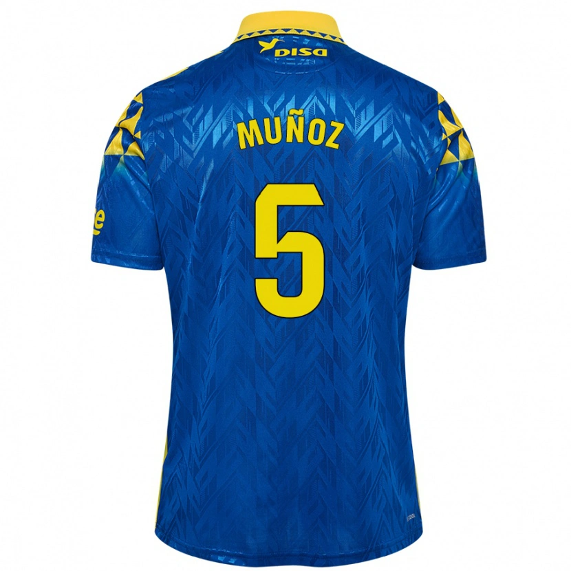 Danxen Herren Javi Muñoz #5 Blau Gelb Auswärtstrikot Trikot 2024/25 T-Shirt