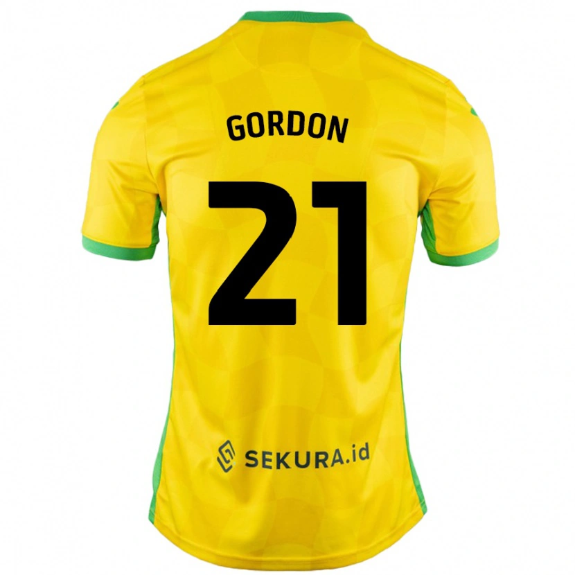 Danxen Kinder Kaide Gordon #21 Gelb Grün Heimtrikot Trikot 2024/25 T-Shirt