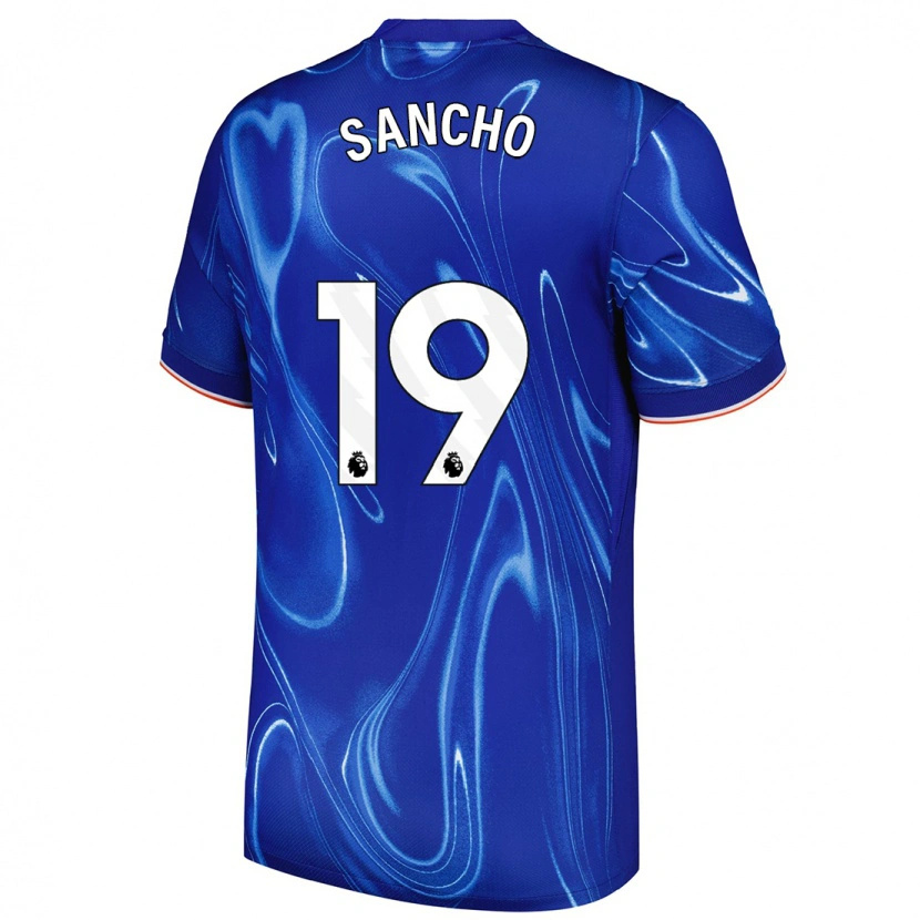 Danxen Kinder Jadon Sancho #19 Blau Weiß Heimtrikot Trikot 2024/25 T-Shirt