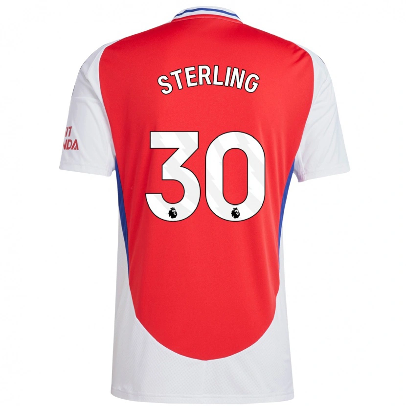 Danxen Kinder Raheem Sterling #30 Rot Weiß Heimtrikot Trikot 2024/25 T-Shirt