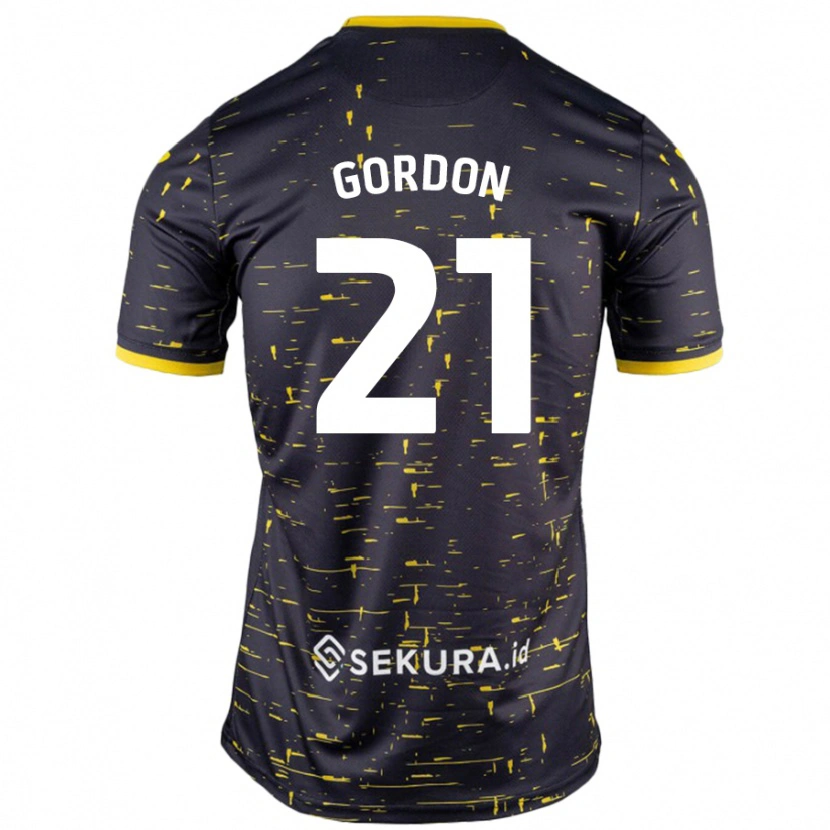 Danxen Kinder Kaide Gordon #21 Schwarz Gelb Auswärtstrikot Trikot 2024/25 T-Shirt