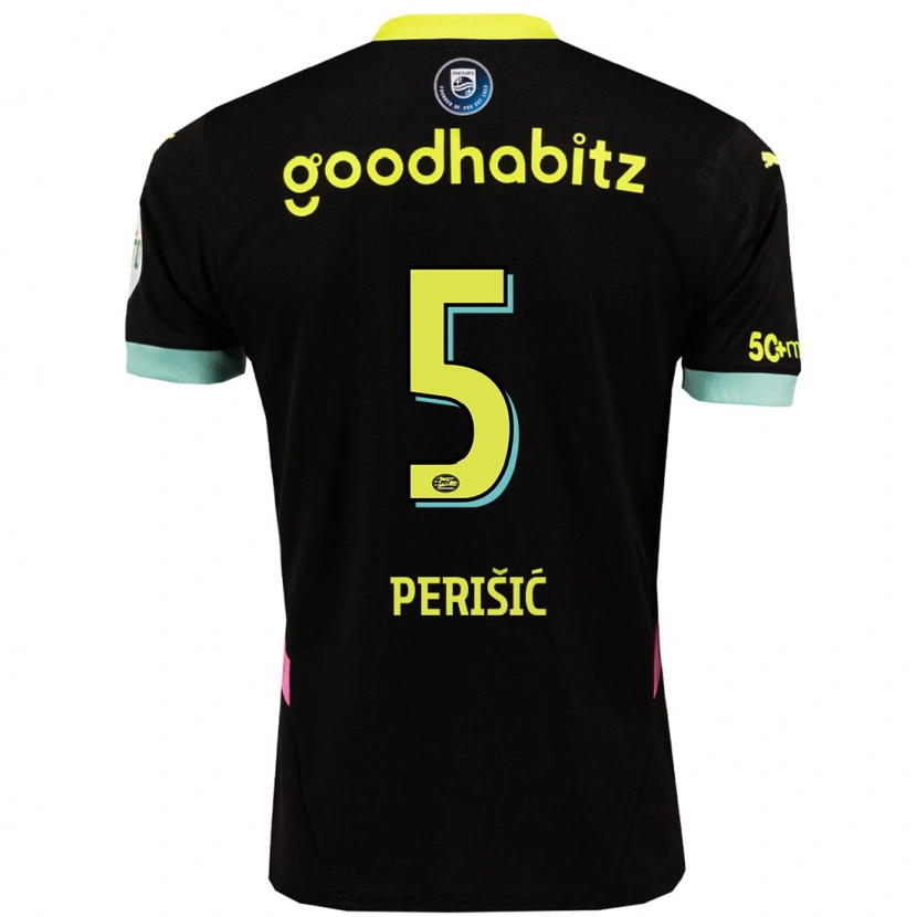 Danxen Kinder Ivan Perisic #5 Schwarz Gelb Auswärtstrikot Trikot 2024/25 T-Shirt