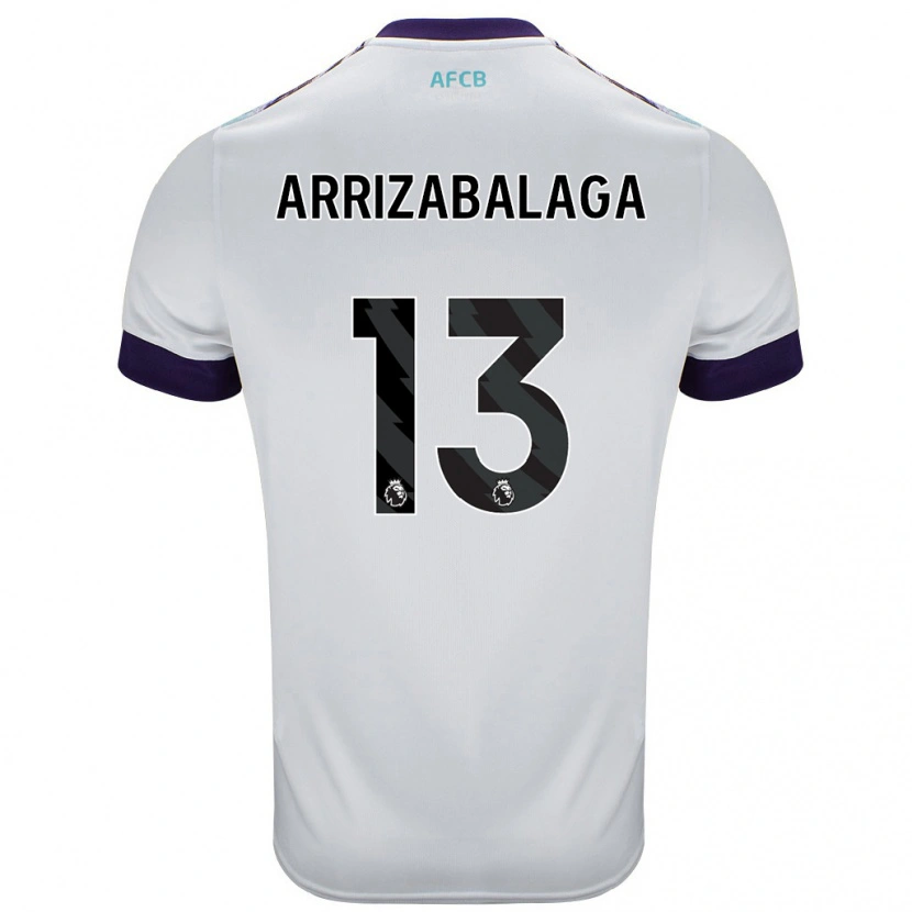 Danxen Kinder Kepa Arrizabalaga #13 Weiß Grün Lila Auswärtstrikot Trikot 2024/25 T-Shirt