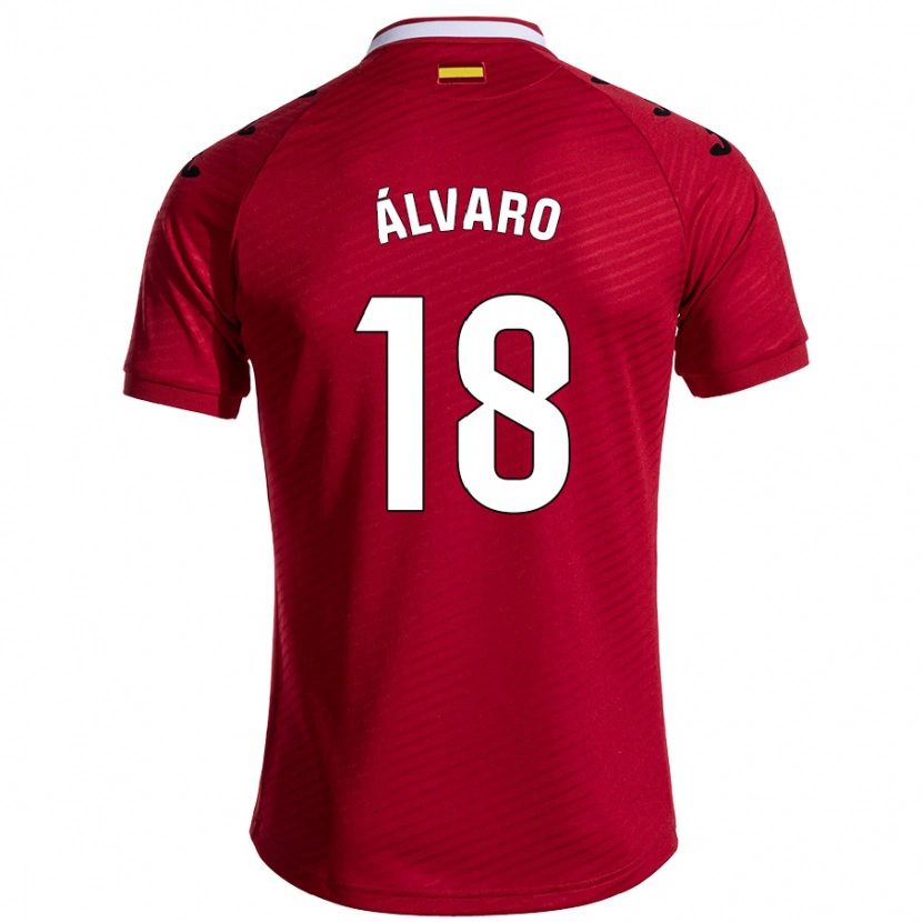 Danxen Kinder Álvaro Rodríguez #18 Dunkelrot Auswärtstrikot Trikot 2024/25 T-Shirt