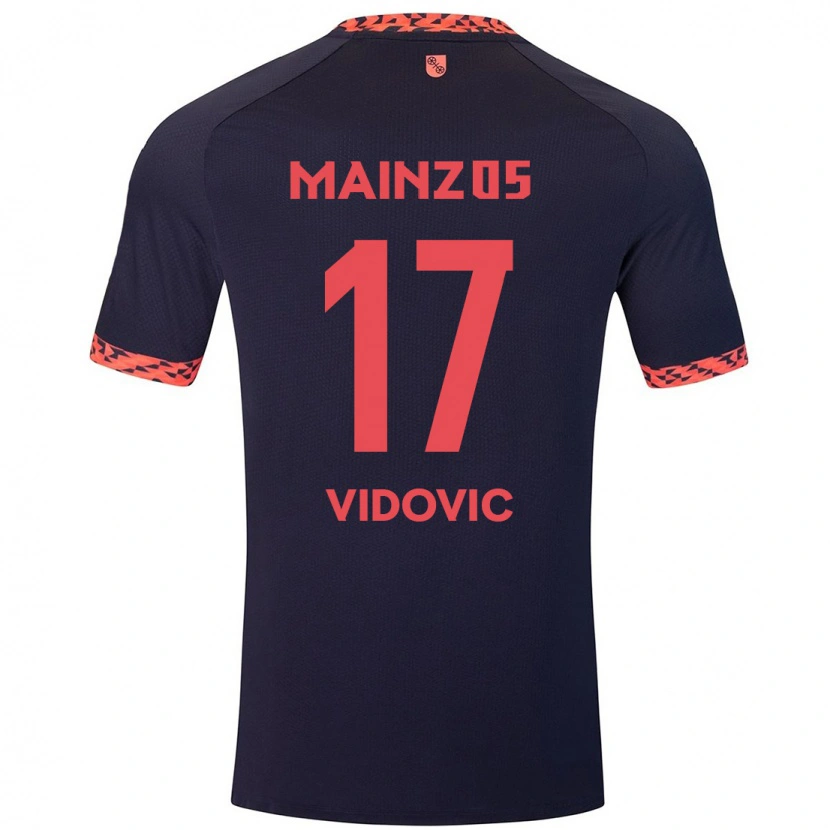 Danxen Kinder Gabriel Vidovic #17 Blau Korallenrot Auswärtstrikot Trikot 2024/25 T-Shirt