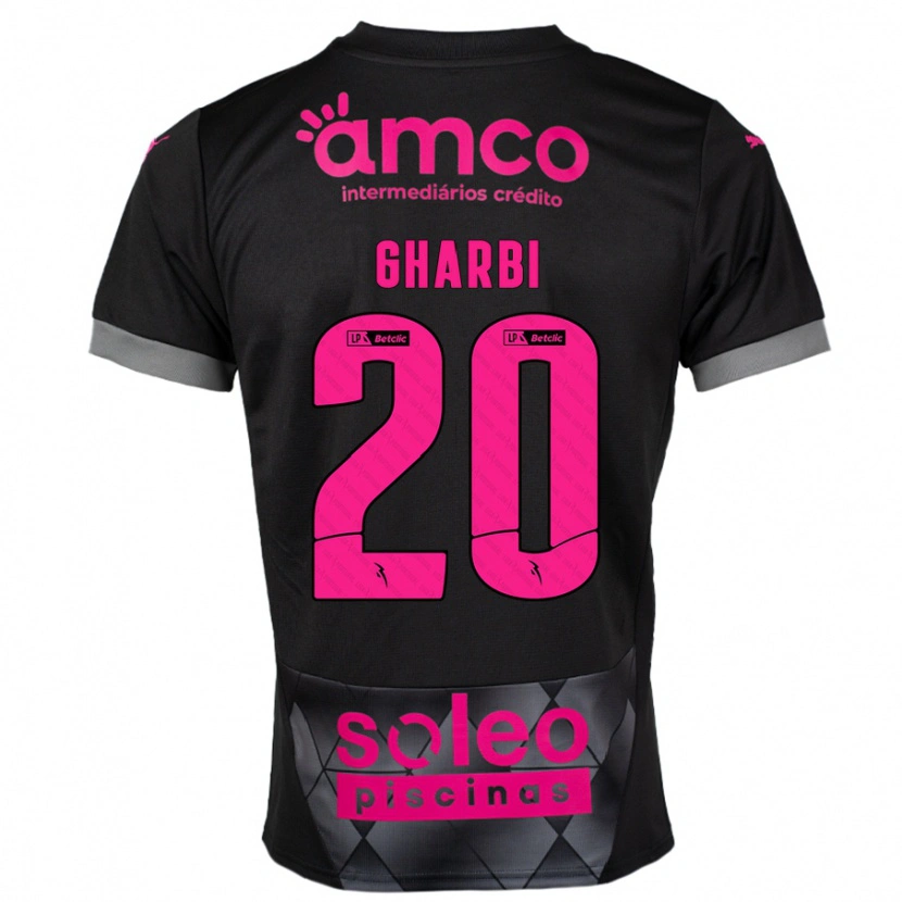 Danxen Kinder Ismaël Gharbi #20 Schwarz Rosa Auswärtstrikot Trikot 2024/25 T-Shirt