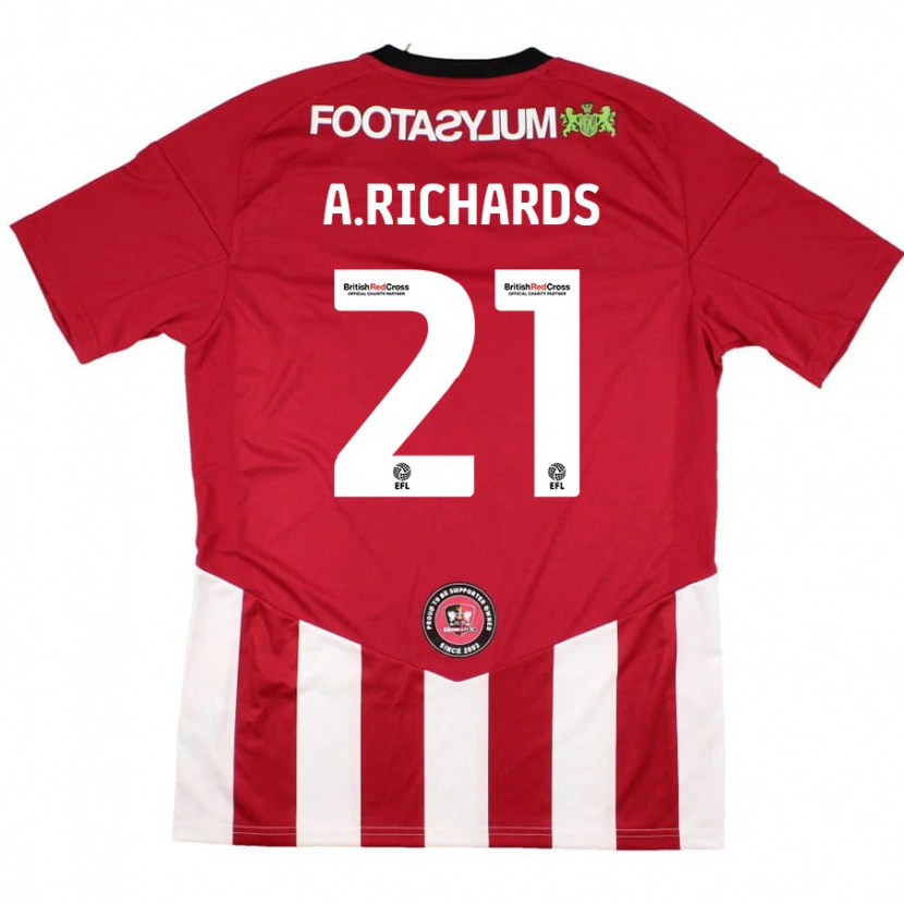 Danxen Kinder Amani Richards #21 Rot Weiß Heimtrikot Trikot 2024/25 T-Shirt