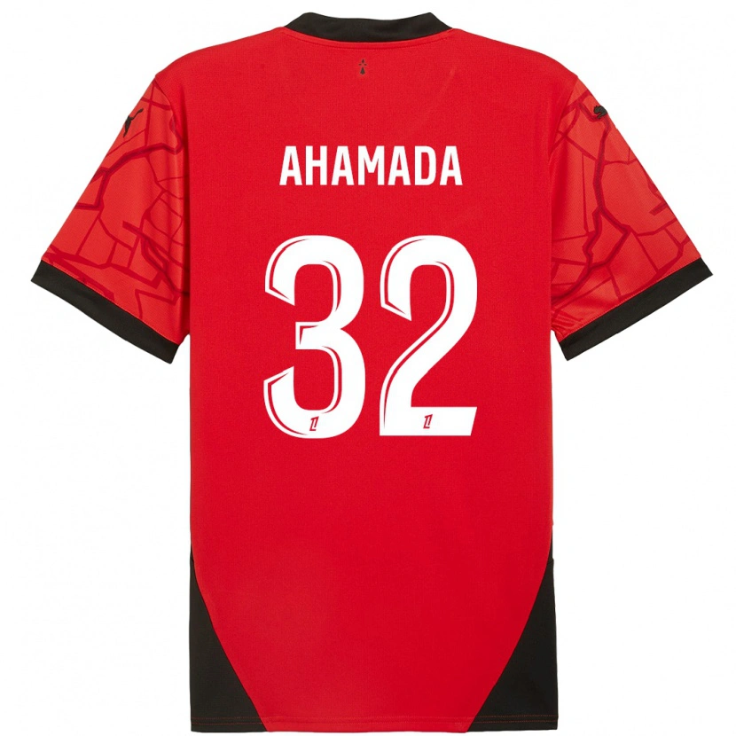 Danxen Kinder Naouirou Ahamada #32 Rot Schwarz Heimtrikot Trikot 2024/25 T-Shirt